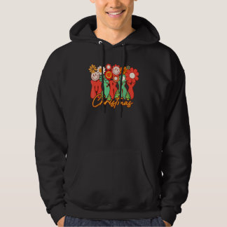 Retro Groovy Prettig Kerstmis Jolly Schattige Kers Hoodie