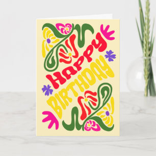 Retro Groovy Psychedelic Hippie Flower Verjaardag Kaart