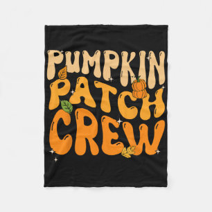 Retro Groovy Pumpkin Patch Crew Thanksgiving Herfs Fleece Deken