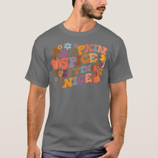 Retro Groovy Pumpkin Spice Alles-Mooie Herfst Au T-shirt