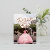 Retro Groovy Quinceañera Bedankt Briefkaart (Staand Voorkant)