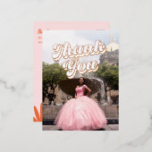 Retro Groovy Quinceañera Bedankt Briefkaart (Voorkant / Achterkant)