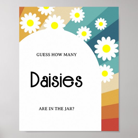 Retro Groovy - Raad eens hoeveel DAISIES game Post Poster (Voorkant)