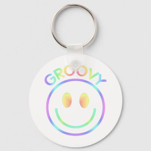 Retro Groovy Rainbow Sleutelhanger voor Hippies (Voorkant)