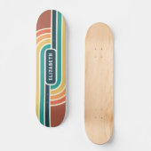 Retro Groovy Rainbow Stripes met Naam Skateboard (Voorkant)