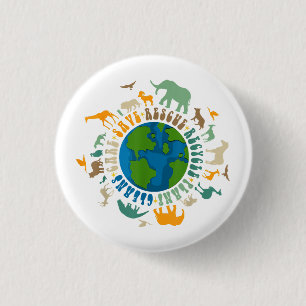 Retro Groovy Red Bevers Red Dieren Recycle Leuk Ronde Button 3,2 Cm