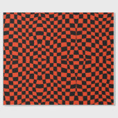Retro Groovy Red Black Wavy geruit Cadeaupapier (Vlak)