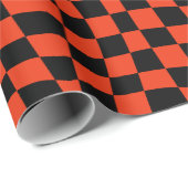 Retro Groovy Red Black Wavy geruit Cadeaupapier (Rol Hoek)