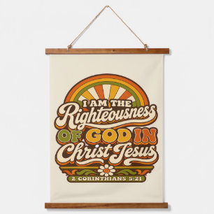 Retro Groovy Regenboog Bijbeltekst Stof Boho Decor Hangend Wandkleed