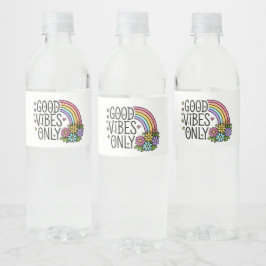 Retro Groovy Regenboog Goede Vibes Alleen Waterfle Waterfles Etiket