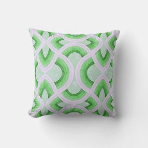 Retro Groovy Regenboogontwerp in Mint en Groen Kussen