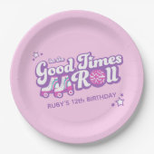 Retro Groovy Roller Disco Party gepersonaliseerd Papieren Bordje (Voorkant)