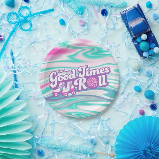 Retro Groovy Roller Disco Party Papieren Bordje (Feest)