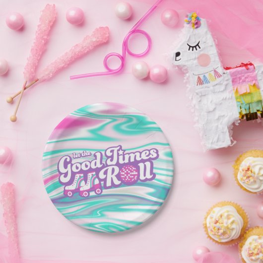 Retro Groovy Roller Disco Party Papieren Bordje (Feest)