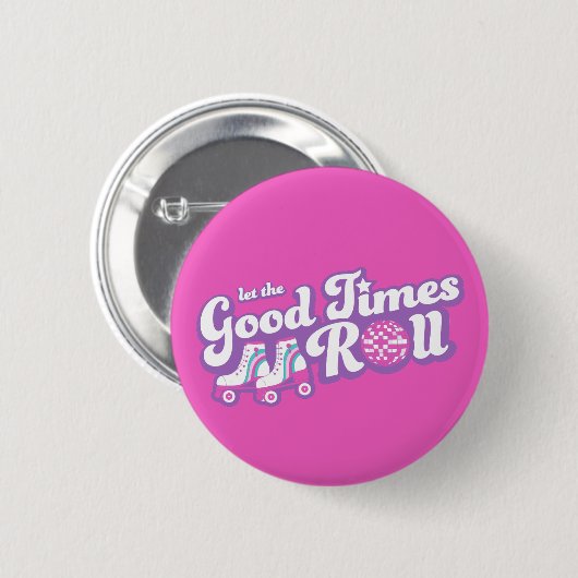 Retro Groovy Roller Disco Party Ronde Button 5,7 Cm (Voorkant /achterkant)
