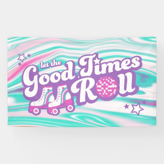 Retro Groovy Roller Disco Party Spandoek (Horizontaal)