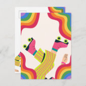 Retro groovy roller schaats kleurrijk plezier briefkaart (Voorkant / Achterkant)