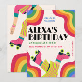 Retro groovy roller schaats kleurrijke leuke verja kaart (Voorkant / Achterkant)