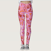 Retro Groovy Roze Abstract Patroon Leggings (Voorkant)