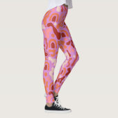 Retro Groovy Roze Abstract Patroon Leggings (Rechts)