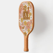 Retro & Groovy Roze Bruin Bloempatroon Pickleball Paddle (Links)