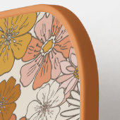 Retro & Groovy Roze Bruin Bloempatroon Pickleball Paddle (Links Detail)