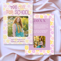 Retro Groovy Roze Geel Paars Bloemig Afstuderen