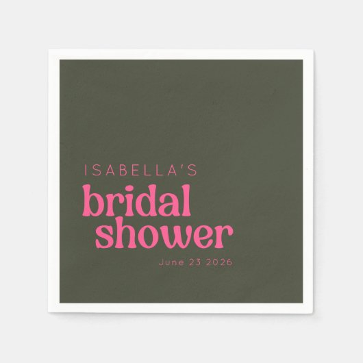 Retro Groovy Roze Groen Vrijgezellenfeest Aangepas Servet (Voorkant)