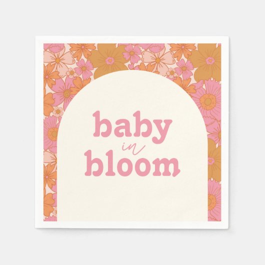 Retro Groovy Roze Hippie Baby in Bloom | Boho Servet (Voorkant)