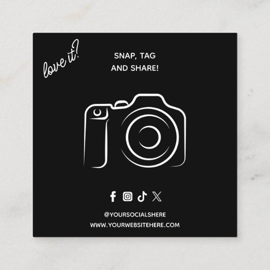 Retro Groovy Roze & Rood Dank u Social Media Vierkante Visitekaartje (Achterkant)