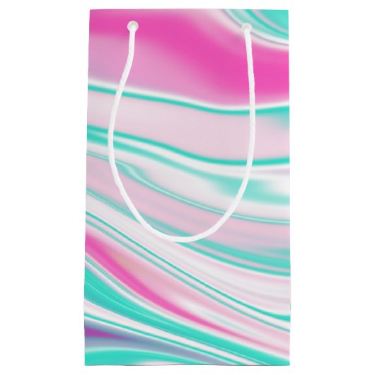 Retro groovy roze swirl marmering klein cadeauzakje (Voorkant)