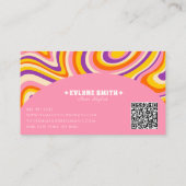Retro Groovy Roze Wit QR Code 70s Psychedelic Visitekaartje (Achterkant)