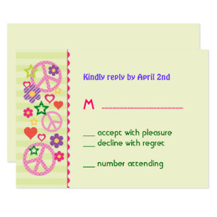 Retro Groovy RSVP-kaart RSVP Kaartje