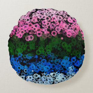 Retro Groovy Schattig Bloemig Omniromantische Prid Rond Kussen