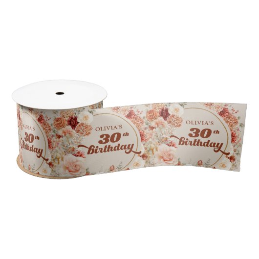 Retro groovy script terracotta bloemen 30 verjaard lint (Spoel)
