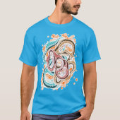 Retro Groovy Serpentine Gezichten In Abstracte Dro T-shirt (Voorkant)