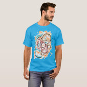 Retro Groovy Serpentine Gezichten In Abstracte Dro T-shirt (Voorkant volledig)