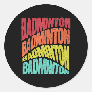 Retro Groovy Sfeer Badminton Sportteam Ronde Sticker