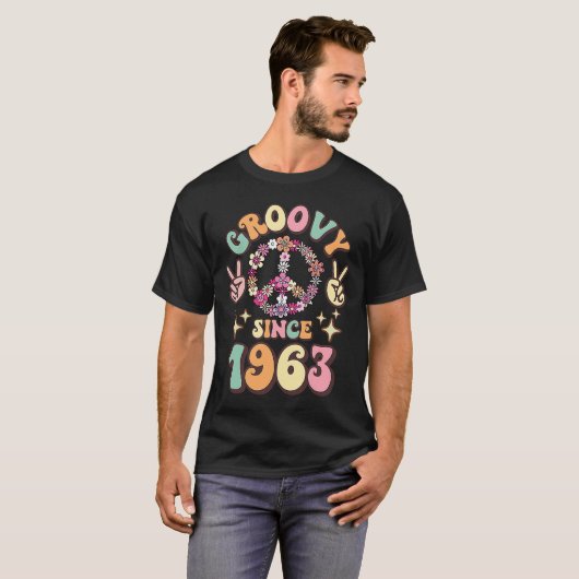 Retro Groovy sinds 1963, zestigjarig jubileum, 70 T-shirt (Voorkant volledig)