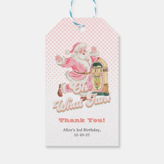 Retro Groovy Sinterklaas-kerstfeest Dank u Cadeaulabel (Achterkant)