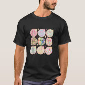 Retro Groovy Smile Face Flower Happy Face Checkere T-shirt (Voorkant)