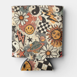 Retro Groovy Smiley Sun Daisy Psychedelic Pattern Blikjeskoeler