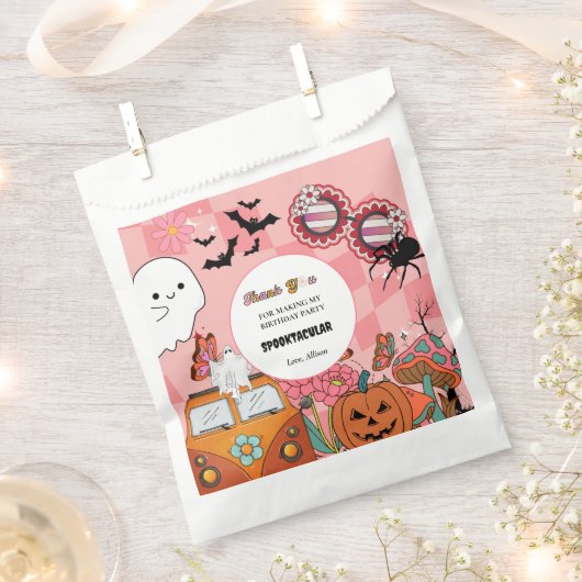 Retro Groovy Spooky Halloween verjaardag dank u Bedankzakje (Geknipt)