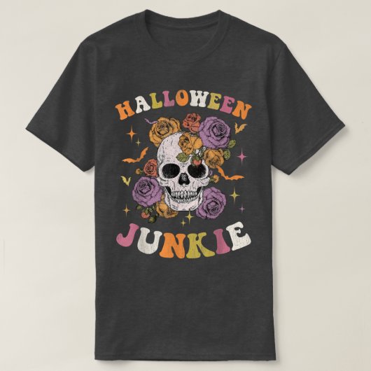 Retro Groovy Spooky Hippy Halloween Floral S T-shirt (Design voorkant)