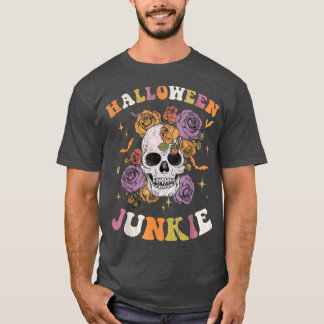 Retro Groovy Spooky Hippy Halloween Floral S T-shirt