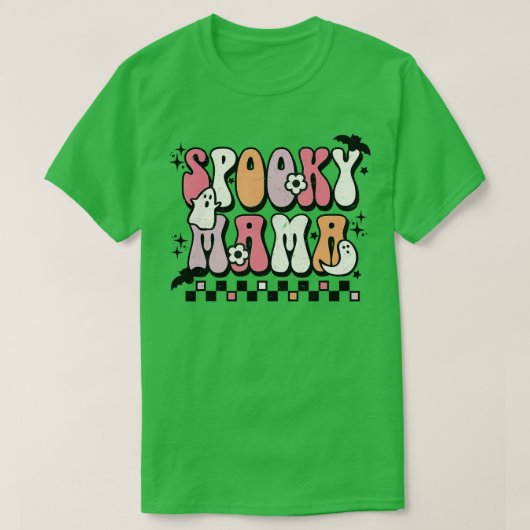 Retro Groovy Spooky Mama Herfst Halloween Thanksgi T-shirt (Design voorkant)