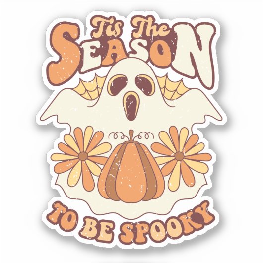 Retro Groovy Spooky Season Halloween Sticker (Voorkant)