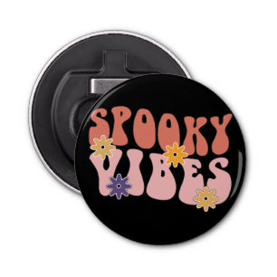 Retro Groovy Spooky Vibes Halloween Button Flesopener