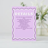 Retro Groovy Squiggle Wavy Curve Paars Weddenschap Informatiekaartje (Staand voorkant)