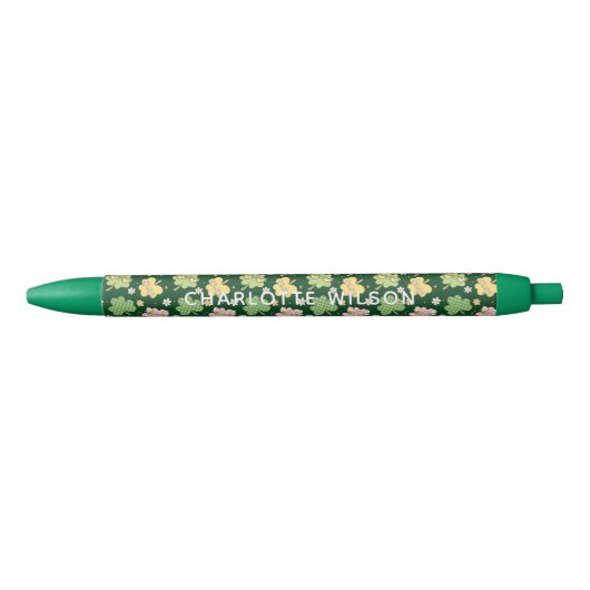 Retro Groovy St Patrick's Day Monogram Zwarte Inkt Pen (Voorkant)